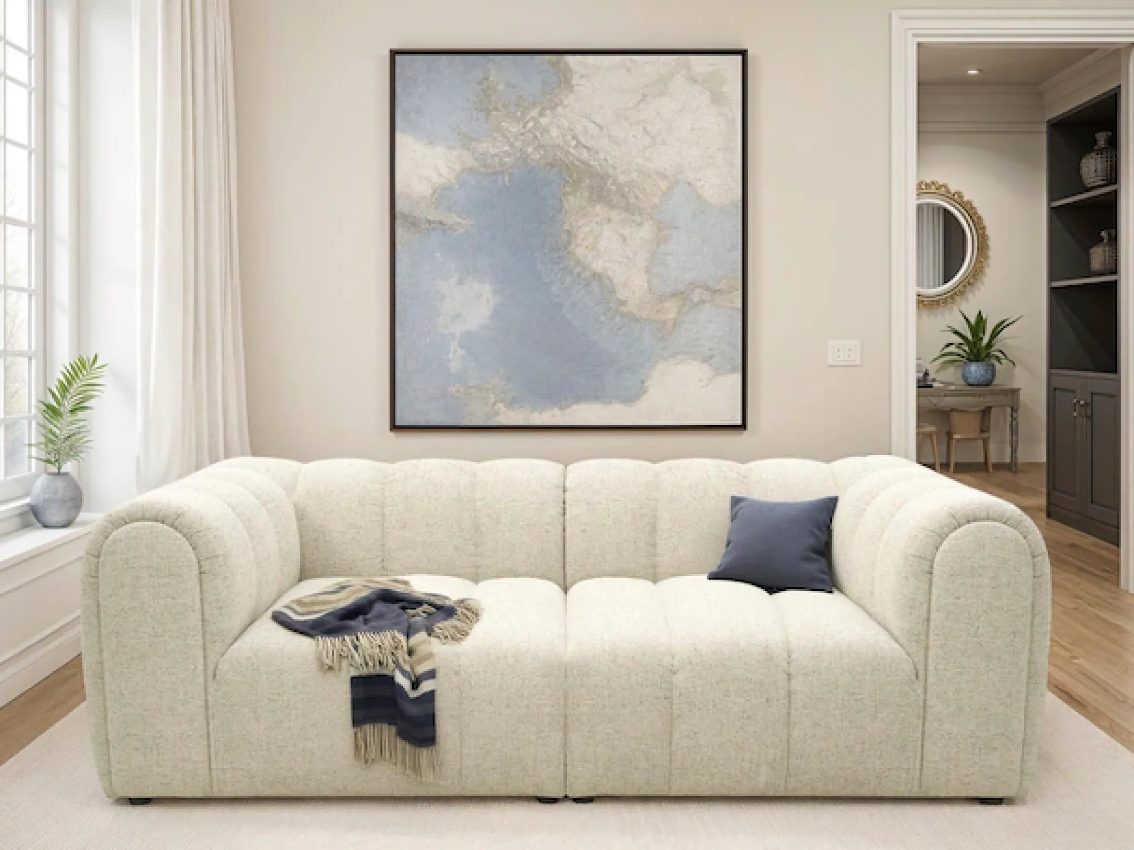 DOMO collection Big-Sofa »Odense Megasofa in 2 Breiten, Taschenfederkernunterfederung, bequem« aus pflegeleichtem Strukturbezug und legerer Polsterung