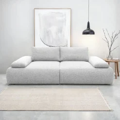 DOMO collection Big-Sofa »Évora Megasofa Breite 244 cm« Federkern, inkl. Armlehnenverstellung, Struktur grob, silber