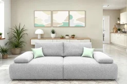 DOMO collection Big-Sofa »Évora Megasofa Breite 244 cm« Federkern, inkl. Armlehnenverstellung, Struktur grob, silber