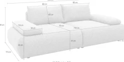 DOMO collection Big-Sofa »Évora Megasofa Breite 244 cm« Federkern, inkl. Armlehnenverstellung, Struktur grob, silber