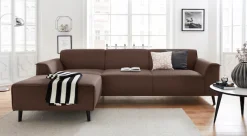 DOMO collection Ecksofa »Amora, inkl. Federkern, hoher Sitzkomfort, Breite 268 L-Form« Komfortsitzhöhe 47 cm, Fußhöhe passend für gängige Saugroboter!