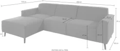 DOMO collection Ecksofa »Amora, inkl. Federkern, hoher Sitzkomfort, Breite 268 L-Form« Komfortsitzhöhe 47 cm, Fußhöhe passend für gängige Saugroboter!