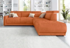 DOMO collection Ecksofa »Ava, moderne Sitzheftung mit toller Doppelnaht, komfortabel, L-Form« mit Ottomane, inkl. Federkern, wahlweise mit Kopfteilverstellungen