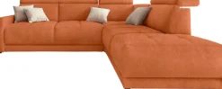 DOMO collection Ecksofa »Ava, moderne Sitzheftung mit toller Doppelnaht, komfortabel, L-Form« mit Ottomane, inkl. Federkern, wahlweise mit Kopfteilverstellungen