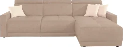 DOMO collection Ecksofa »Ava mit moderner Sitzheftung & toller Doppelnaht, komfortabel, L-Form« mit Recamiere, inkl. Federkern, wahlweise mit Kopfteilverstellungen