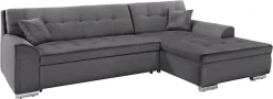 DOMO collection Ecksofa »Aversa, moderne Steppung, geschwungene Armlehnen, Breite 267cm« L-Form, wahlweise mit Bettfunktion