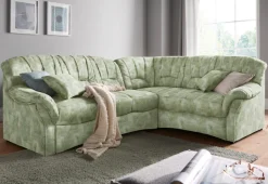 DOMO collection Ecksofa »Bahia L-Form, B/T: 256/200 cm, belastbar bis 140kg/Sitz, mit Federkern« Microfaser, natur