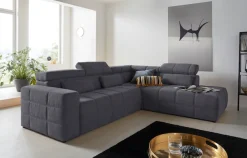 DOMO collection Ecksofa »BRANDON bequem, Breite 275cm, L-Form, auch in Leder« inklusive Kopfteilverstellung, wahlweise mit Sitztiefenverstellung,