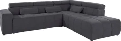 DOMO collection Ecksofa »BRANDON bequem, Breite 275cm, L-Form, auch in Leder« inklusive Kopfteilverstellung, wahlweise mit Sitztiefenverstellung,