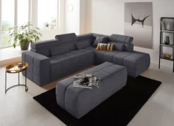 DOMO collection Ecksofa »BRANDON bequem, Breite 275cm, L-Form, auch in Leder« inklusive Kopfteilverstellung, wahlweise mit Sitztiefenverstellung,