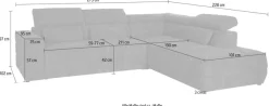 DOMO collection Ecksofa »BRANDON bequem, Breite 275cm, L-Form, auch in Leder« inklusive Kopfteilverstellung, wahlweise mit Sitztiefenverstellung,