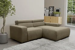 DOMO collection Ecksofa »BRANDON inkl. Kopfteilverstellung,214x100x80 cm, L-Form« Cord, schlamm