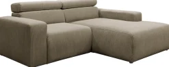 DOMO collection Ecksofa »BRANDON inkl. Kopfteilverstellung,214x100x80 cm, L-Form« Cord, schlamm