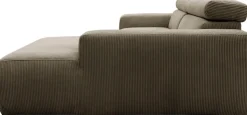 DOMO collection Ecksofa »BRANDON inkl. Kopfteilverstellung,214x100x80 cm, L-Form« Cord, schlamm