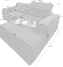 DOMO collection Ecksofa »BRANDON inkl. Kopfteilverstellung,214x100x80 cm, L-Form« Cord, schlamm