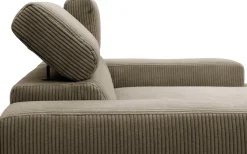 DOMO collection Ecksofa »BRANDON inkl. Kopfteilverstellung,214x100x80 cm, L-Form« Cord, schlamm