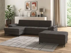 DOMO collection Ecksofa »Capelo, komfortabel, klare Linien zeichnen dieses Design aus, L-Form« mit Armteilverstellung, wahlweise mit Bettfunktion, Federkern