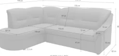 DOMO collection Ecksofa »Faenza für kleine Räume, Stellmaße 232x176cm, komfortabel, L-Form« mit Ottomane, zeitlos, elegante Armlehnen, wahlweise mit Bettfunktion