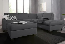 DOMO collection Ecksofa »Florentina zeitlos und elegant, Sitznähte als Designelement, L-Form« wahlweise mit Bettfunktion, mit Kontrastnaht, Komfortsitzhöhe 47cm