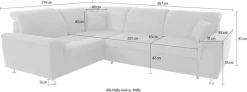 DOMO collection Ecksofa »FRANZI zeitlos und elegant, moderne Sitzheftung, L-Form« wahlweise mit Kopfteilverstellung (dann Breite: 275 cm)