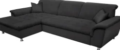 DOMO collection Ecksofa »FRANZI 278x162 cm, L-Form, bequem, belastbar bis 140 kg/Sitz« Flachgewebe, graphite