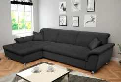 DOMO collection Ecksofa »FRANZI 278x162 cm, L-Form, bequem, belastbar bis 140 kg/Sitz« Flachgewebe, graphite