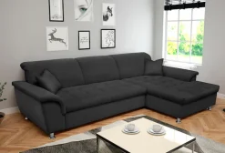 DOMO collection Ecksofa »FRANZI 278x170x81 cm, Steppung im Sitzbereich, L-Form« ohne Funktion, Flachgewebe, graphite