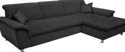 DOMO collection Ecksofa »FRANZI 278x170x81 cm, Steppung im Sitzbereich, L-Form« ohne Funktion, Flachgewebe, graphite