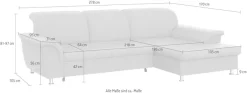 DOMO collection Ecksofa »FRANZI 278x170x81 cm, Steppung im Sitzbereich, L-Form« ohne Funktion, Flachgewebe, graphite
