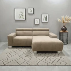 DOMO collection Ecksofa »100030 inkl. Kopfteilverstellung, guter Sitzkomfort, Cordbezug, L-Form« mit komfortabler Wellenunterfederung, ideal für kleine Räume