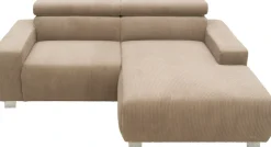 DOMO collection Ecksofa »100030 inkl. Kopfteilverstellung, guter Sitzkomfort, Cordbezug, L-Form« mit komfortabler Wellenunterfederung, ideal für kleine Räume