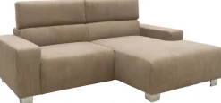 DOMO collection Ecksofa »100030 inkl. Kopfteilverstellung, guter Sitzkomfort, Cordbezug, L-Form« mit komfortabler Wellenunterfederung, ideal für kleine Räume