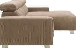 DOMO collection Ecksofa »100030 inkl. Kopfteilverstellung, guter Sitzkomfort, Cordbezug, L-Form« mit komfortabler Wellenunterfederung, ideal für kleine Räume