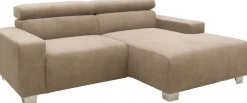 DOMO collection Ecksofa »100030 inkl. Kopfteilverstellung, guter Sitzkomfort, Cordbezug, L-Form« mit komfortabler Wellenunterfederung, ideal für kleine Räume