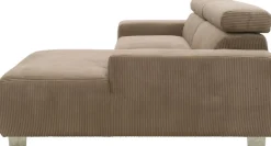 DOMO collection Ecksofa »100030 inkl. Kopfteilverstellung, guter Sitzkomfort, Cordbezug, L-Form« mit komfortabler Wellenunterfederung, ideal für kleine Räume