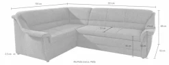 DOMO collection Ecksofa »Lale zeitlose Formensprache, komfortabel, Breite 251cm, L-Form« mit langem Schenkel, wahlweise mit Bettfunktion