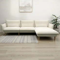 DOMO collection Ecksofa »Leuven modern mit schmalen Armlehnen, Breite 282 cm, L-Form« angenehm feste Polsterung, bodenfrei, 19 cm hohe Holzfüße