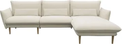 DOMO collection Ecksofa »Leuven modern mit schmalen Armlehnen, Breite 282 cm, L-Form« angenehm feste Polsterung, bodenfrei, 19 cm hohe Holzfüße