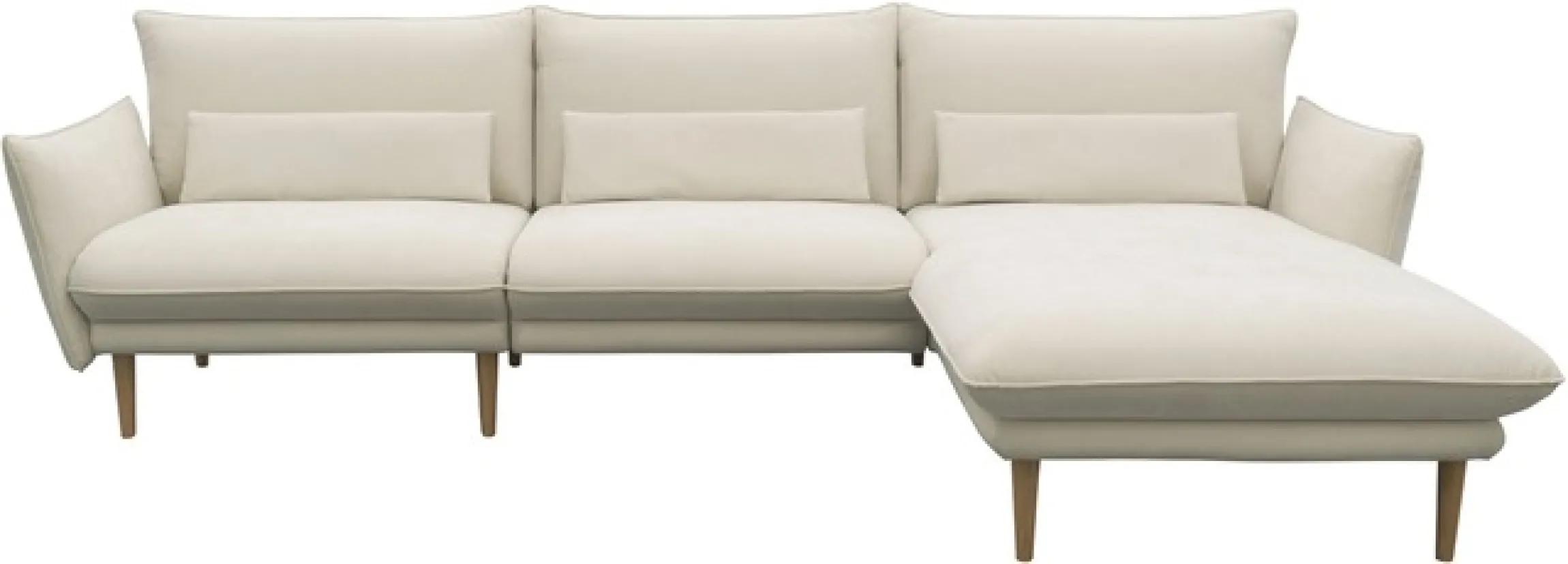 DOMO collection Ecksofa »Leuven modern mit schmalen Armlehnen, Breite 282 cm, L-Form« angenehm feste Polsterung, bodenfrei, 19 cm hohe Holzfüße