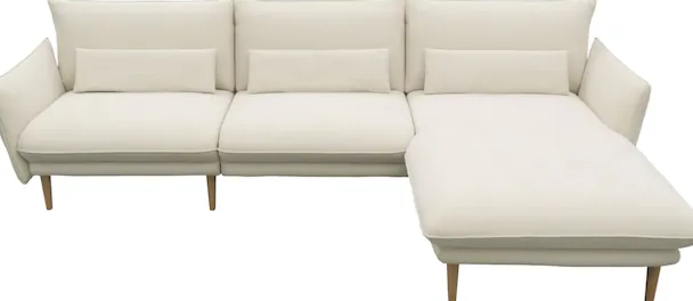 DOMO collection Ecksofa »Leuven modern mit schmalen Armlehnen, Breite 282 cm, L-Form« angenehm feste Polsterung, bodenfrei, 19 cm hohe Holzfüße