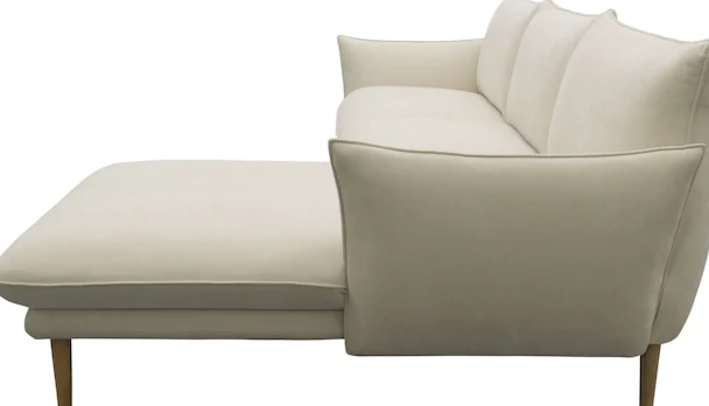 DOMO collection Ecksofa »Leuven modern mit schmalen Armlehnen, Breite 282 cm, L-Form« angenehm feste Polsterung, bodenfrei, 19 cm hohe Holzfüße