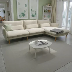 DOMO collection Ecksofa »Leuven modern mit schmalen Armlehnen, Breite 282 cm, L-Form« angenehm feste Polsterung, bodenfrei, 19 cm hohe Holzfüße