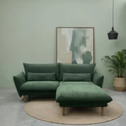 DOMO collection Ecksofa »Leuven kompakte Stellmaße, Breite 200 cm, schmale Armlehnen, L-Form« angenehm feste Polsterung, bodenfrei, 19 cm hohe Holzfüße