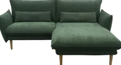 DOMO collection Ecksofa »Leuven kompakte Stellmaße, Breite 200 cm, schmale Armlehnen, L-Form« angenehm feste Polsterung, bodenfrei, 19 cm hohe Holzfüße