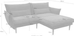DOMO collection Ecksofa »Leuven kompakte Stellmaße, Breite 200 cm, schmale Armlehnen, L-Form« angenehm feste Polsterung, bodenfrei, 19 cm hohe Holzfüße
