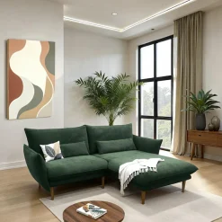 DOMO collection Ecksofa »Leuven kompakte Stellmaße, Breite 200 cm, schmale Armlehnen, L-Form« angenehm feste Polsterung, bodenfrei, 19 cm hohe Holzfüße