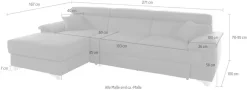 DOMO collection Ecksofa »Mira, inklusive Kopfteilverstellung für mehr Wohlfühlkomfort, L-Form« wahlweise mit Bettfunktion und Bettkasten, elegant und modern