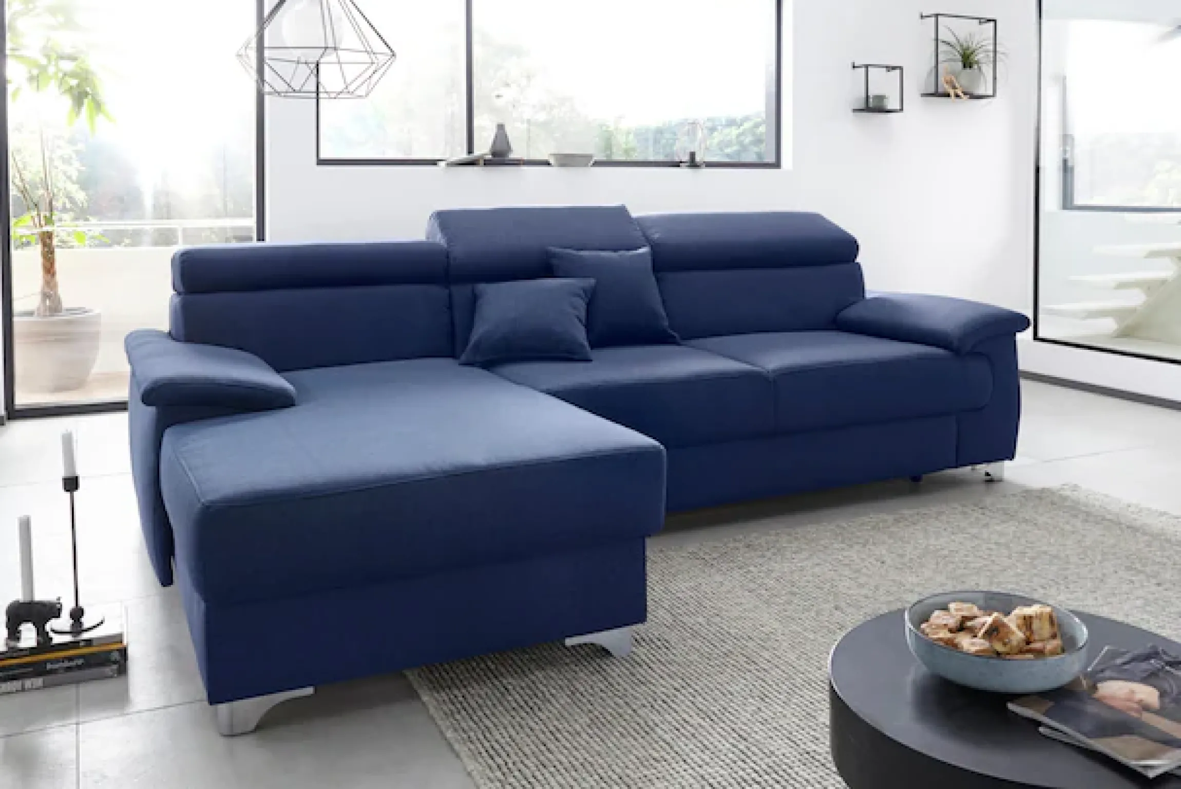 DOMO collection Ecksofa »Mira, inklusive Kopfteilverstellung für mehr Wohlfühlkomfort, L-Form« wahlweise mit Bettfunktion und Bettkasten, elegant und modern