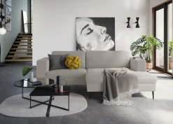 DOMO collection Ecksofa »Modica kompakt und elegant, Breite 244, L-Form« Auch in Cord, Fußhöhe passend für gängige Saugroboter!