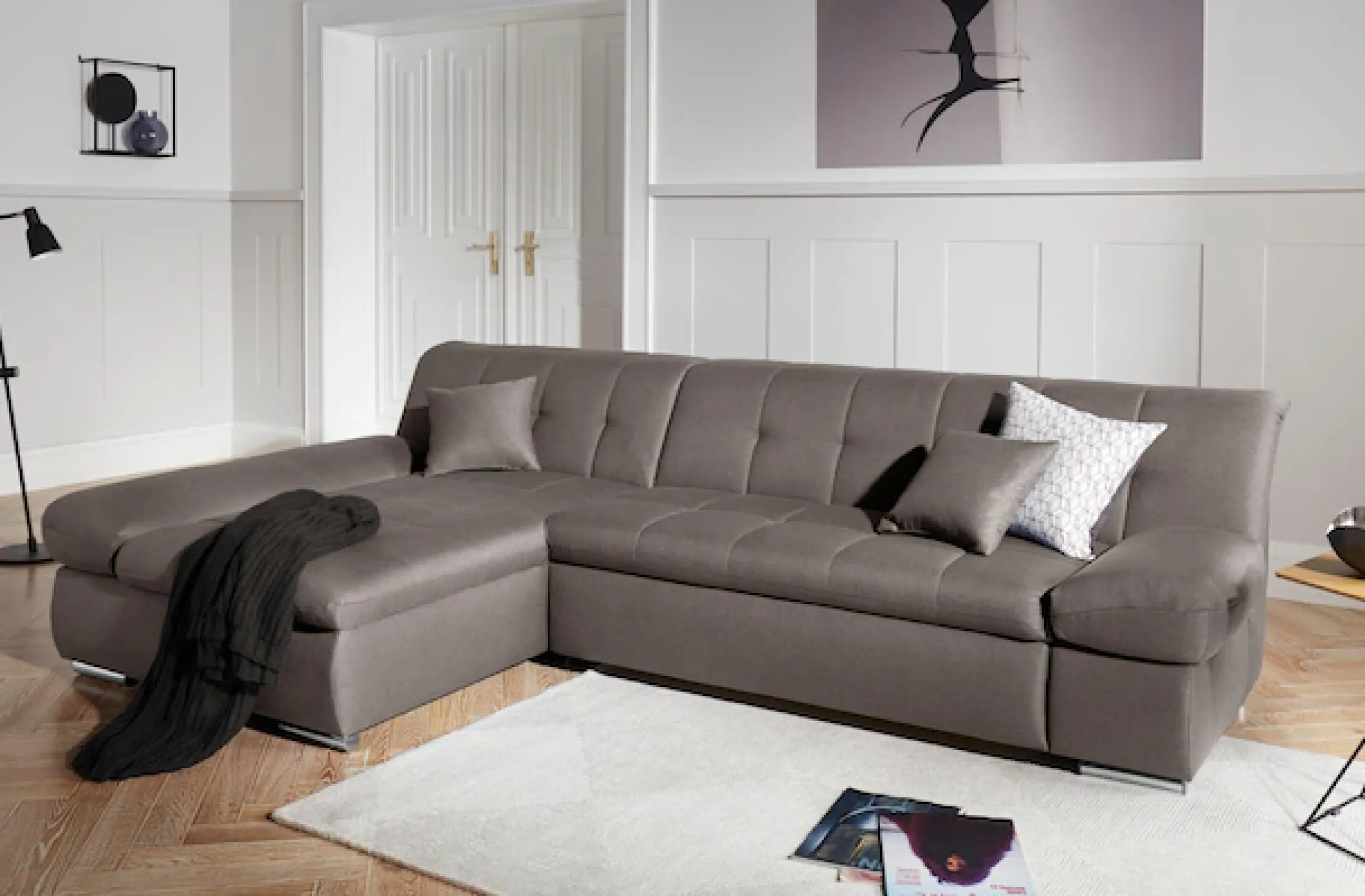DOMO collection Ecksofa »MONA 297x173 cm, modern und komfortabel« whlw. mit Bettfunktion, L-Form
